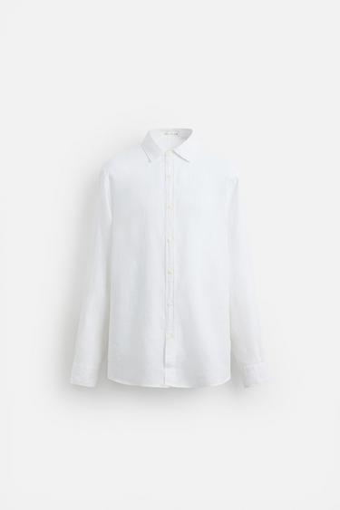 قميص 100% من الكتان - أبيض by Zara