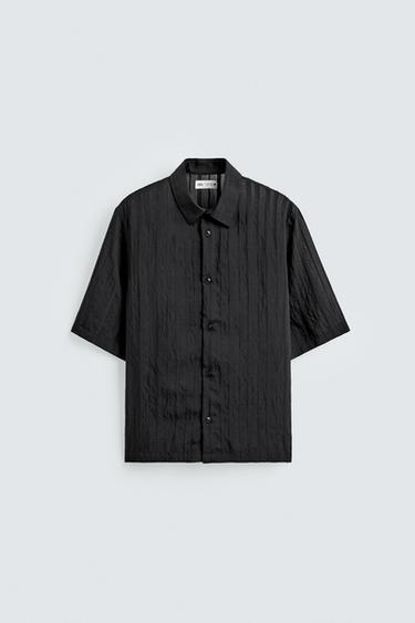 STRIPED TEXTURED SHIRT - Black by Zara
