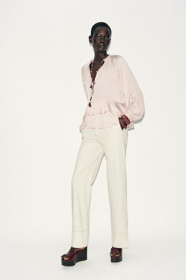 RUFFLE SHIRT - Beige-pink by Zara - Image 0