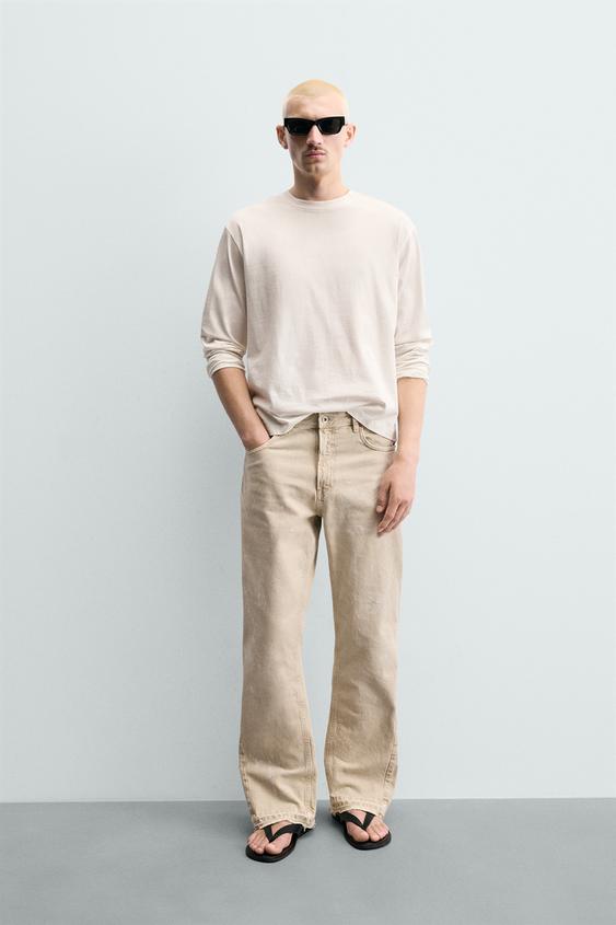 PAINT SPLATTER FLARE FIT JEANS - Light tan | ZARA United States