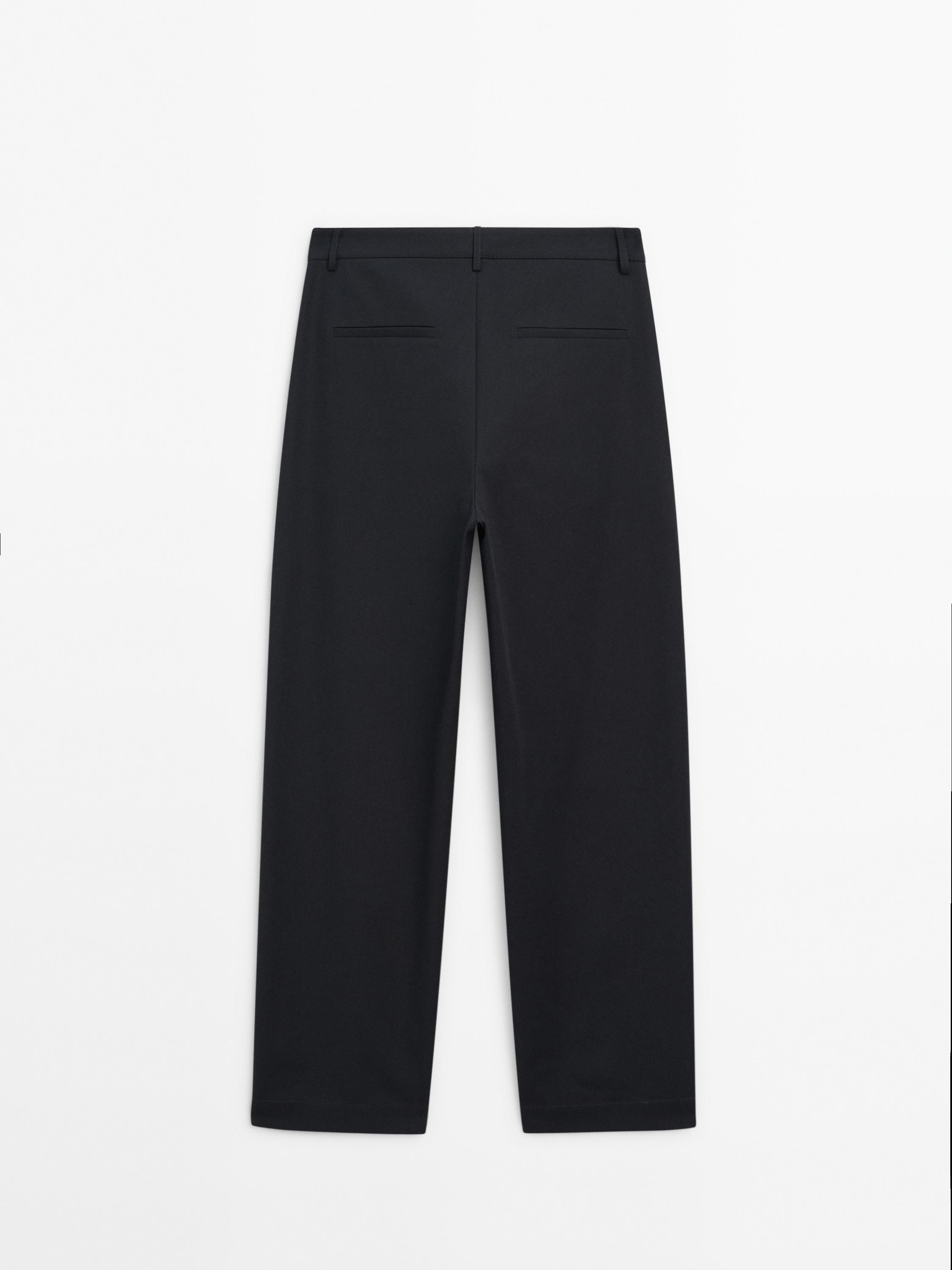 Zara Black Cotton Cropped Stretch Pants - Blue Bungalow