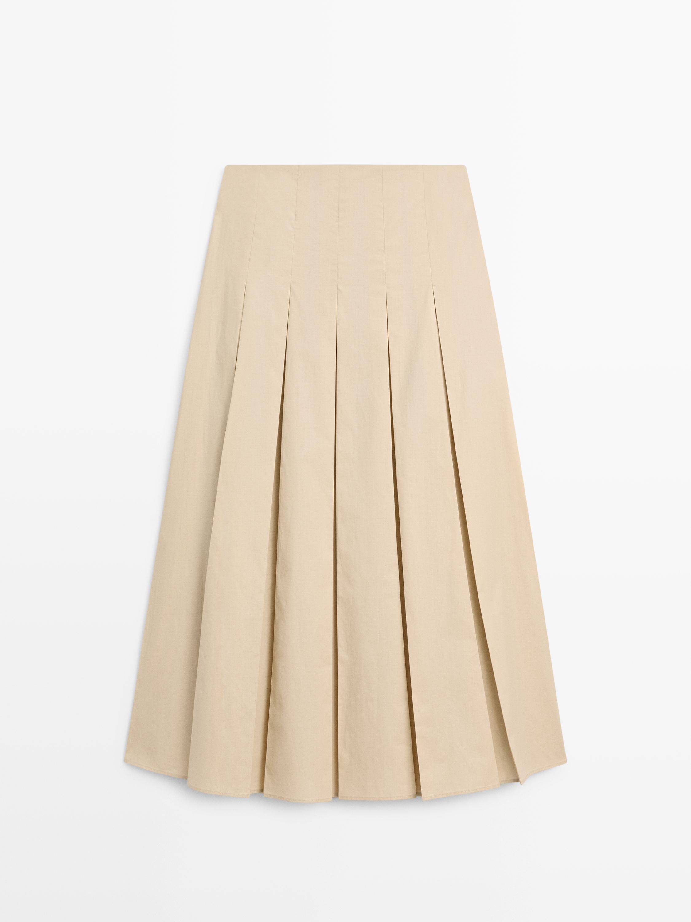 Jupe midi plissée coton