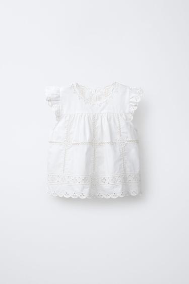 TOP TROQUELADO - Blanco de Zara