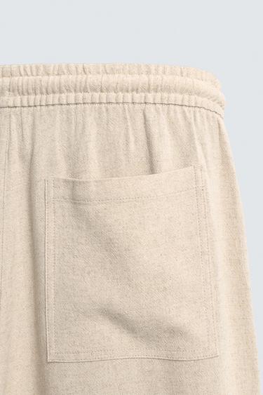 RELAXED FIT VISCOSE - LINEN TROUSERS - Light beige by Zara - Image 9