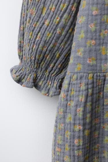 COTTON GAUZE FLORAL DRESS - Grey green by Zara - Image 2