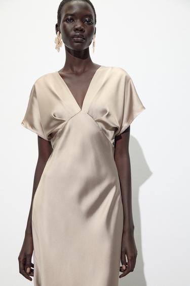 ROBE MI-LONGUE SATINÉE - Cave de Zara - Image 1