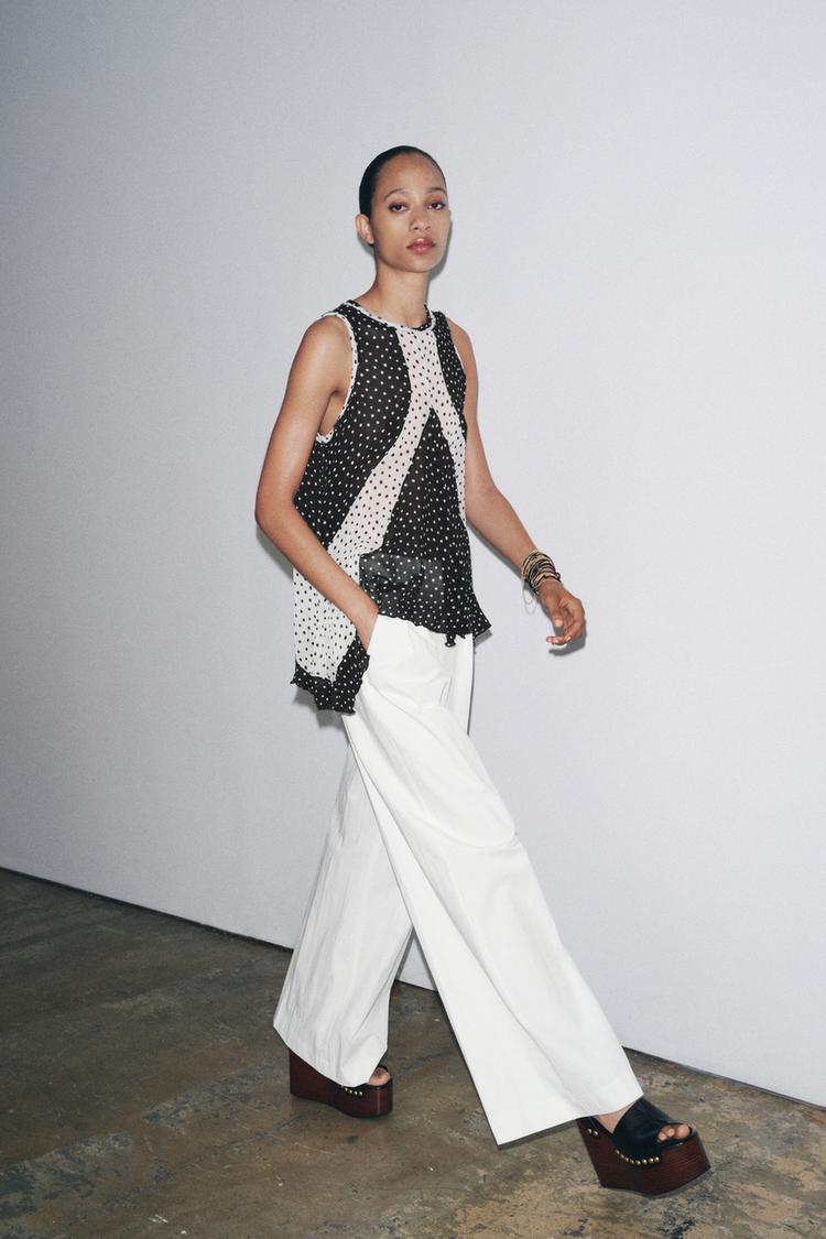 Chemise Blouse A Pois Zara TOP À POIS ZW COLLECTION Noir ZARA France