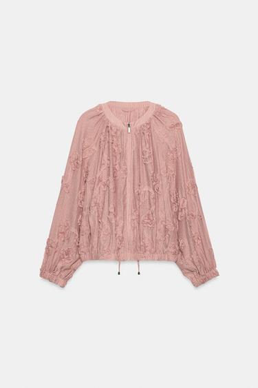 オーバーサイズフラワーテクスチャージャケットパステルピンク0Zaraのオーバーサイズフラワーテクスチャージャケット - パステルピンク - 画像 0