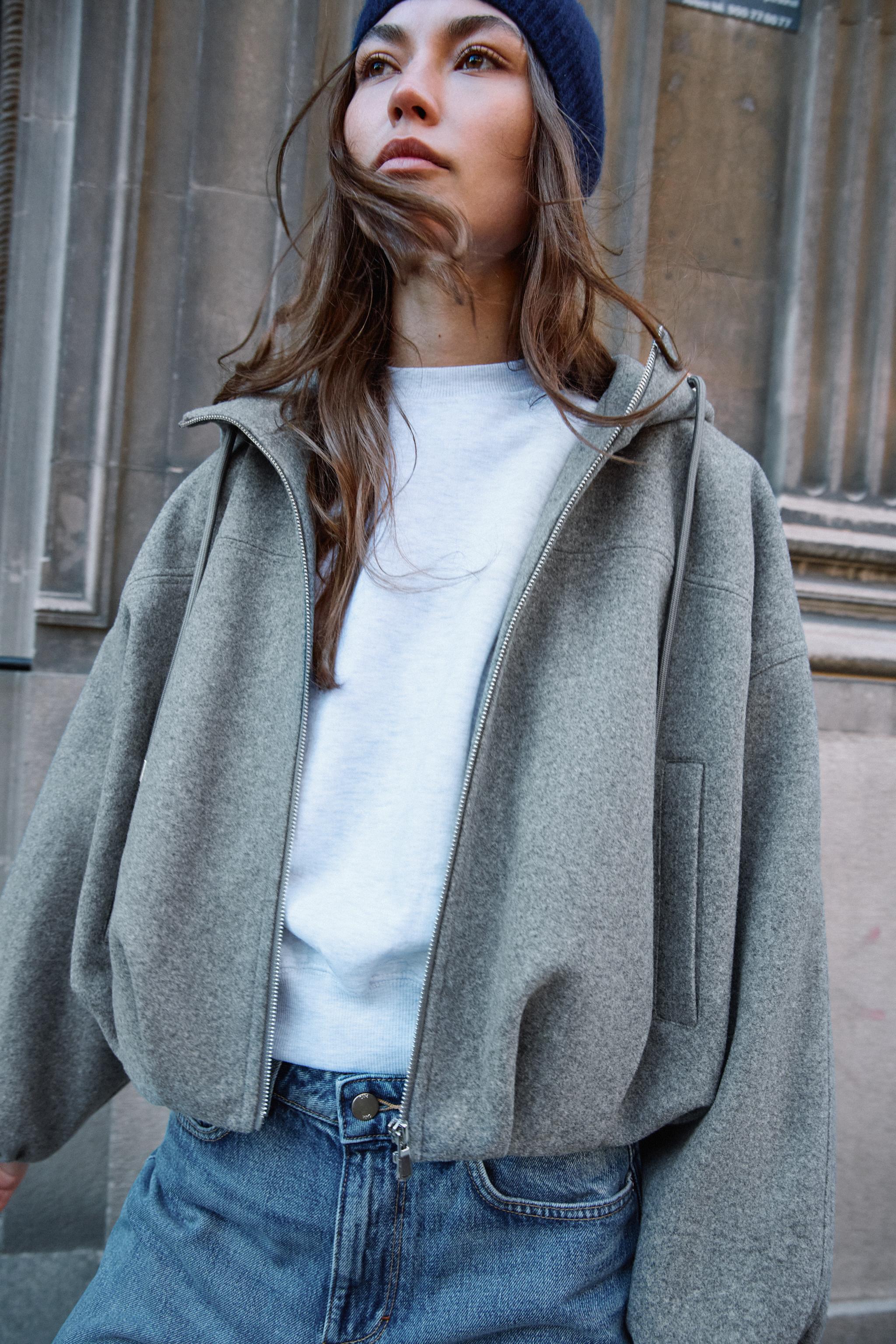 YUMUŞAK KAPÜŞONLU OVERSIZE BOMBER CEKET - Görsel 3