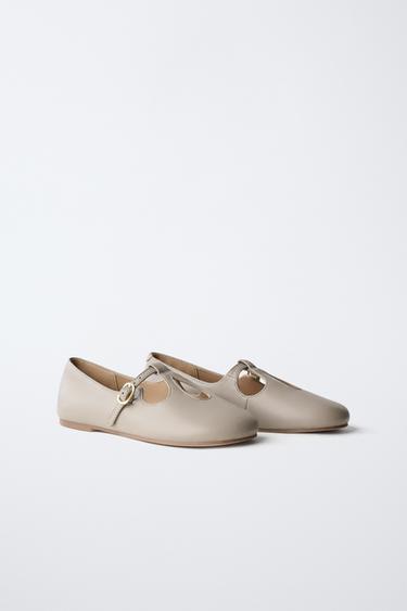LEREN BALLERINA'S - Molgrijs van Zara