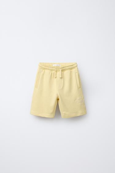 EMBROIDERED JOGGING BERMUDA SHORTS - Yellow by Zara