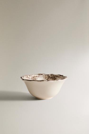 CUENCO APERITIVO LOZA FLORAL - Marrón de Zara