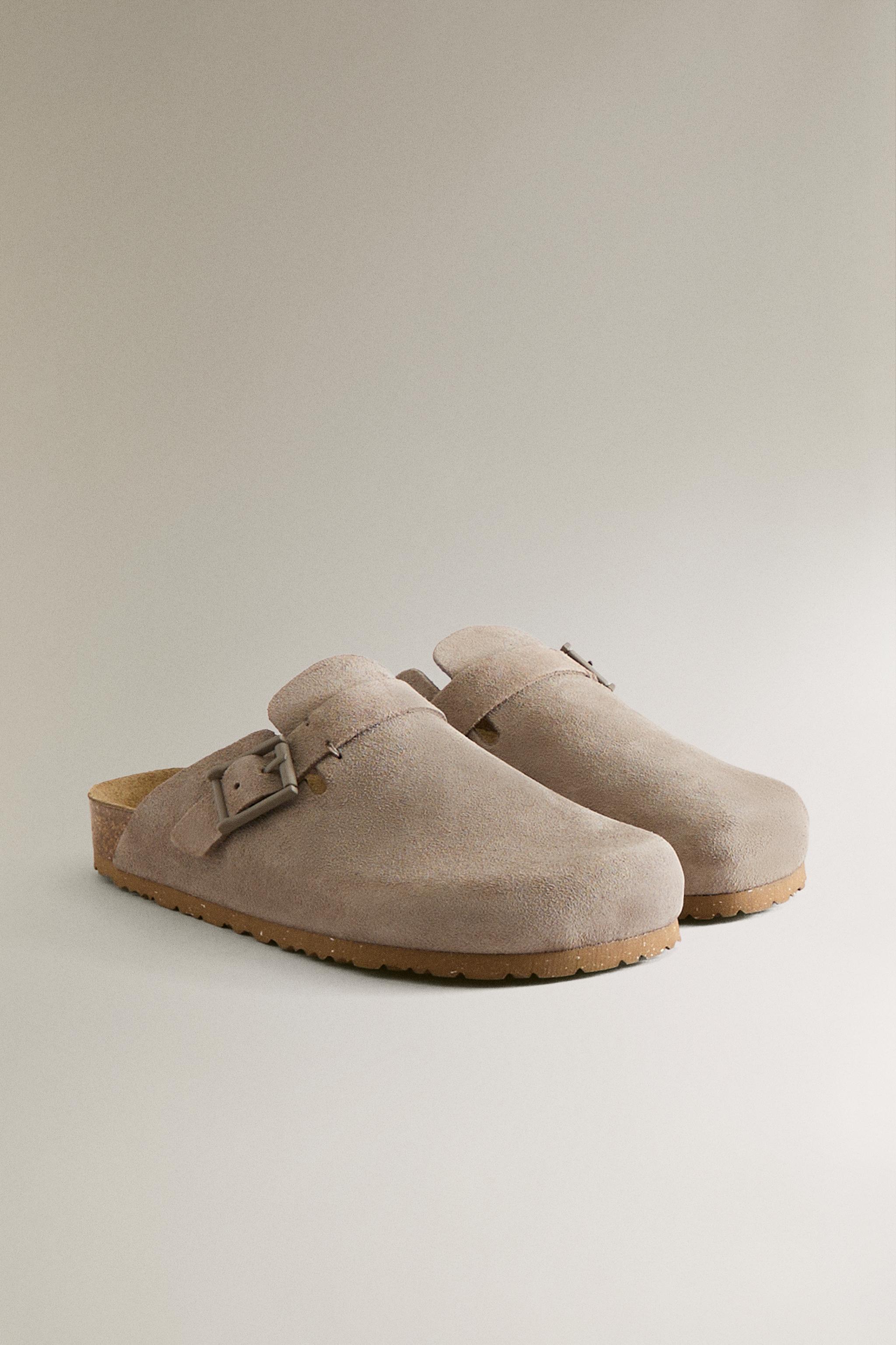 SABOT EN CUIR À BOUCLE ET SURPIQÛRES