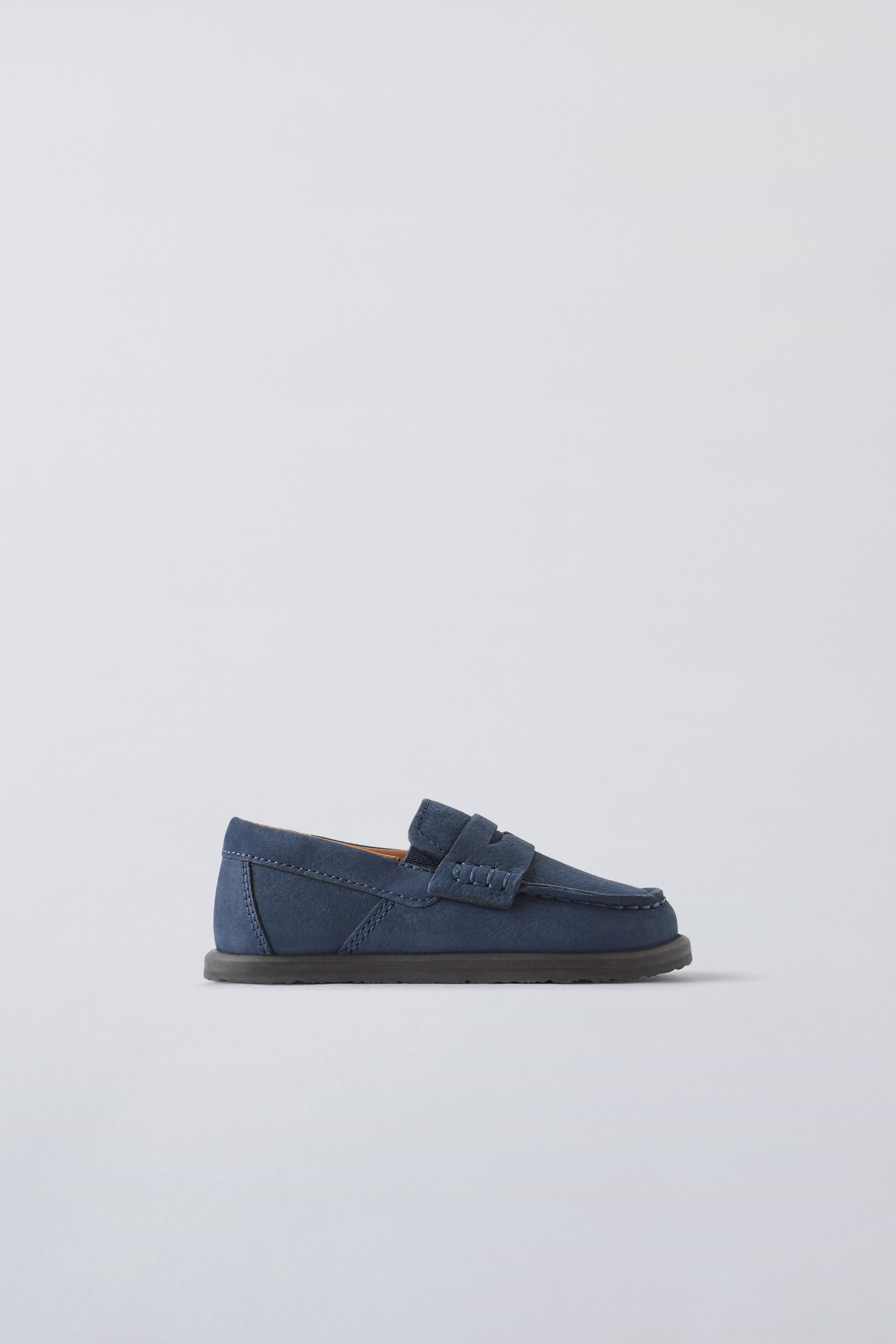 LEREN MOCASSINS MET WREEFBAND Blauw ZARA Nederland Netherlands