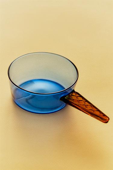 SCHALE AUS BOROSILIKATGLAS MIT EISW AFFEL-GRIFF - Blau von Zara