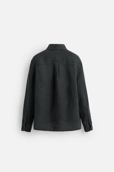 100% LINEN SHIRT - Anthracite grey by Zara