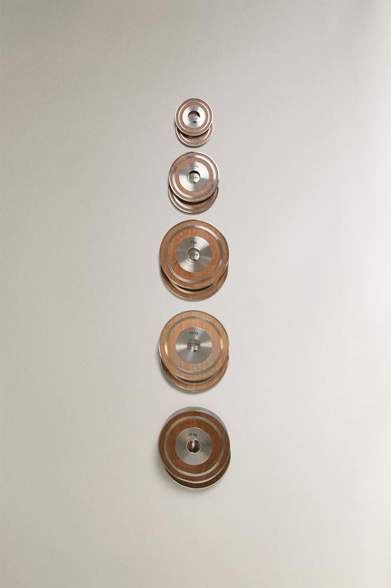 Zara WOODEN DISC WEIGHT SET (SET OF 2) - Matte silver - Image 0