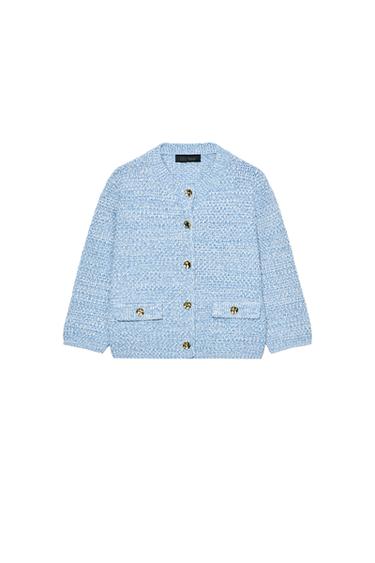КАРДИГАН С РУКАВОМ 3/4 — НЕБЕСНО-ГОЛУБОЙ от Zara