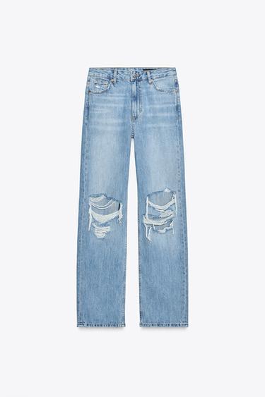 JEAN ZW COLLECTION DROIT TAILLE NORMALE DÉCHIRÉ - Bleu clair de Zara - Image 4