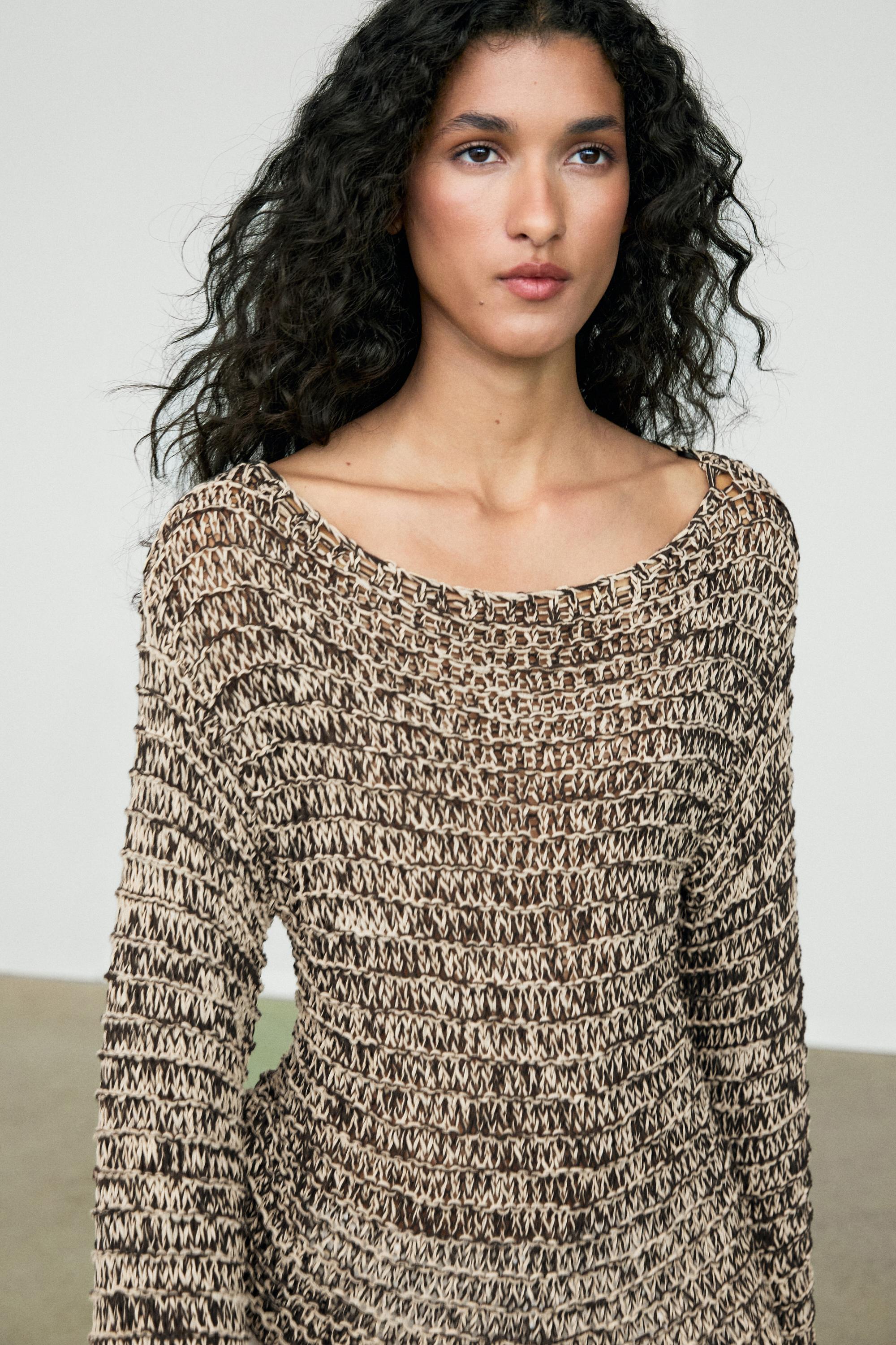 Marled knit sweater — Sand