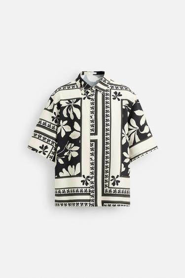 CHEMISE À IMPRIMÉ COMBINÉ - Noir de Zara - Image 9