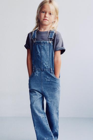 DENIM DUNGAREES WITH EMBROIDERED STARS - Blue by Zara - Image 4