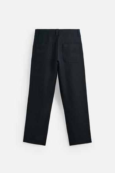 PANTALON STRAIGHT FIT 100 % LIN - Bleu marine foncé de Zara - Image 7