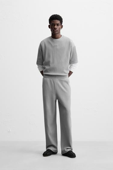 TEXTURED PATCH T-SHIRT - Blue grey by Zara