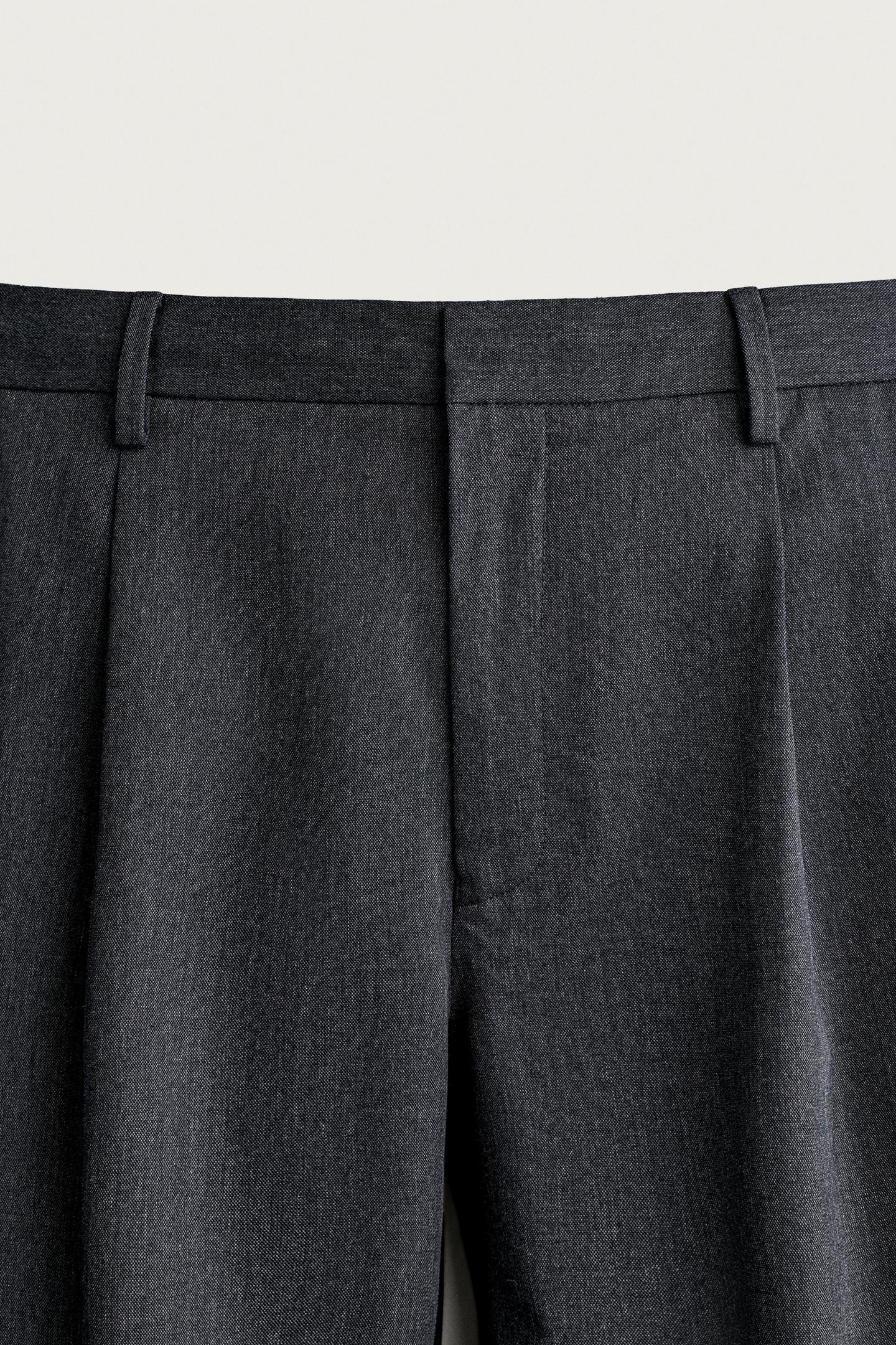 Мужские брюки Zara Regular Fit Pleated Suit, цвет: Голубоватый — фото 7