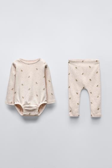 TEDDY BEAR BODYSUIT AND LEGGINGS SET - Sand / Marl by Zara