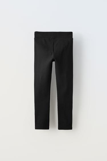 RIBBED LEGGINGS WITH LABEL - Black by Zara - Image 1