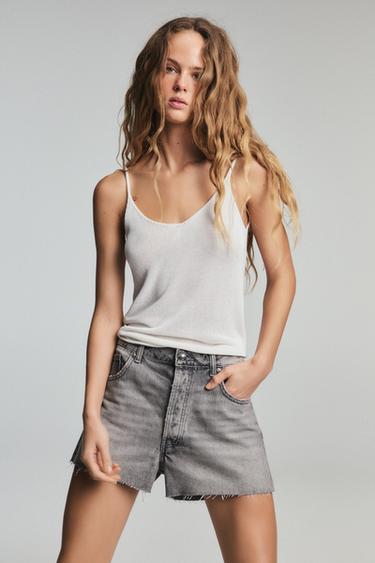 BAGGY LOW-RISE TRF DENIM SHORTS - Grey by Zara