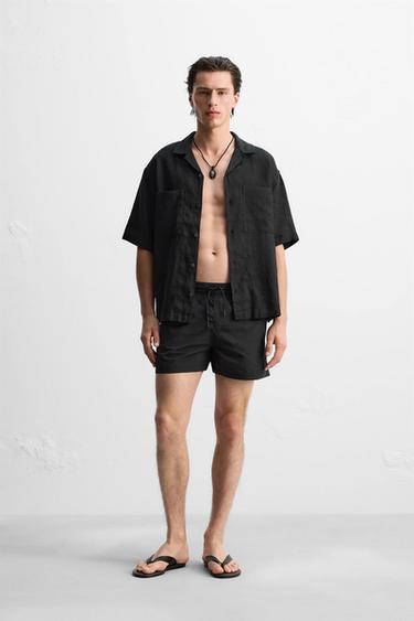 BASIC MID-LENGTH SWIMMING TRUNKS - Black by Zara - Image 0