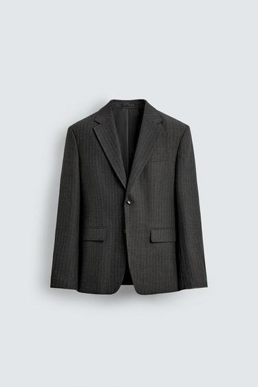 Zara PINSTRIPE SUIT BLAZER - Anthracite Gray