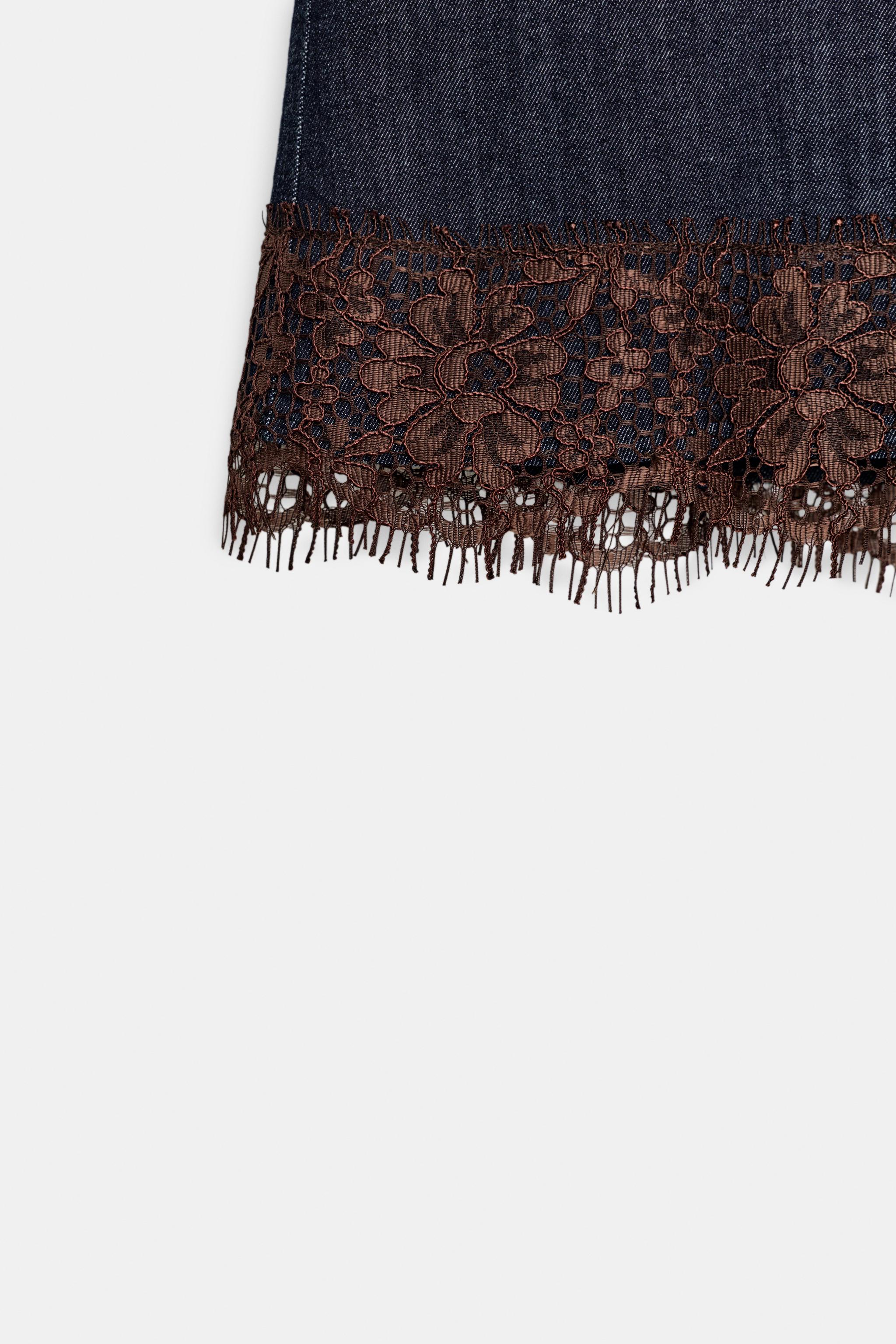 JUPE-PANTALON Z1975 EN JEAN ET DENTELLE