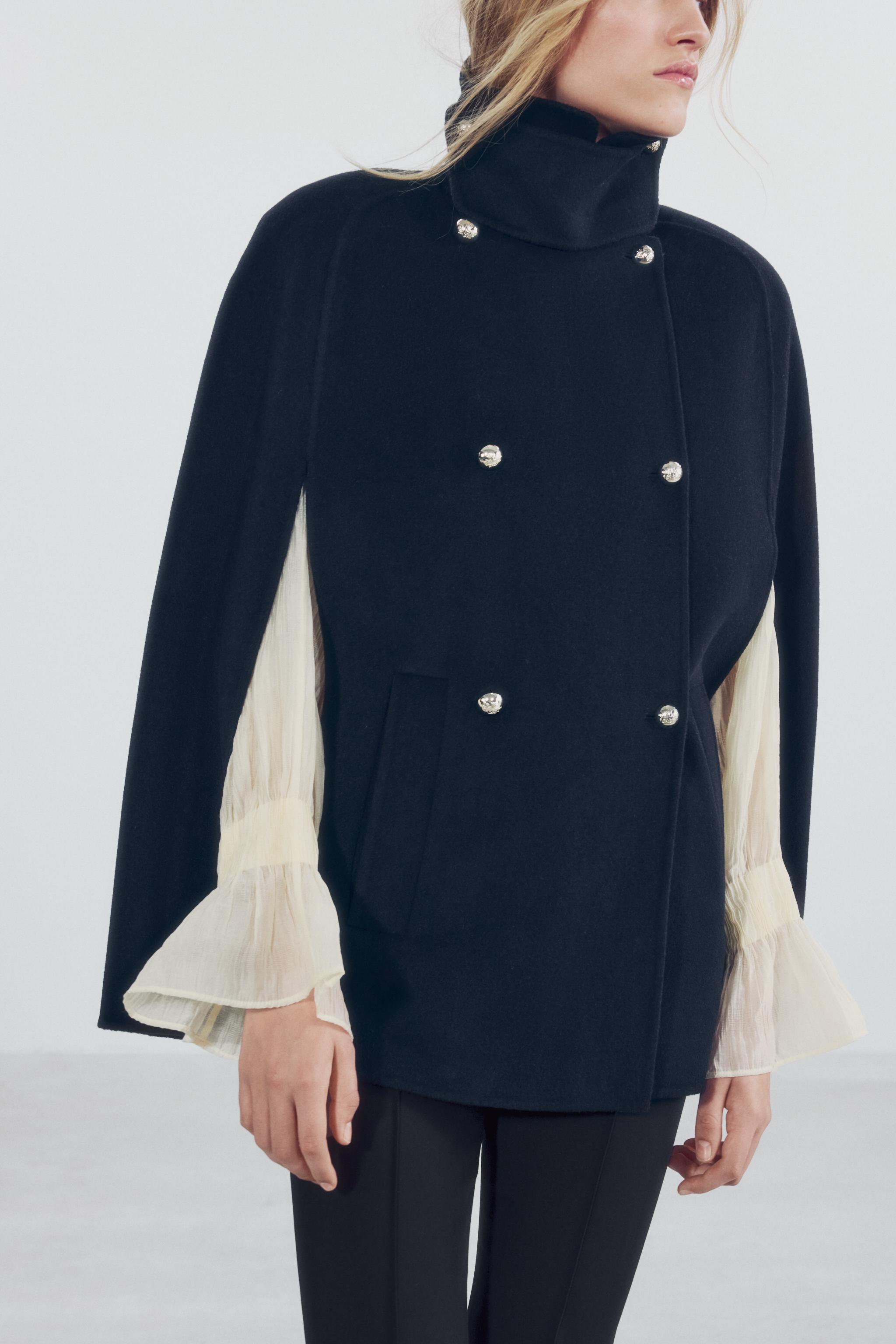ZW COLLECTION WOOL BLEND BUTTON CAPE