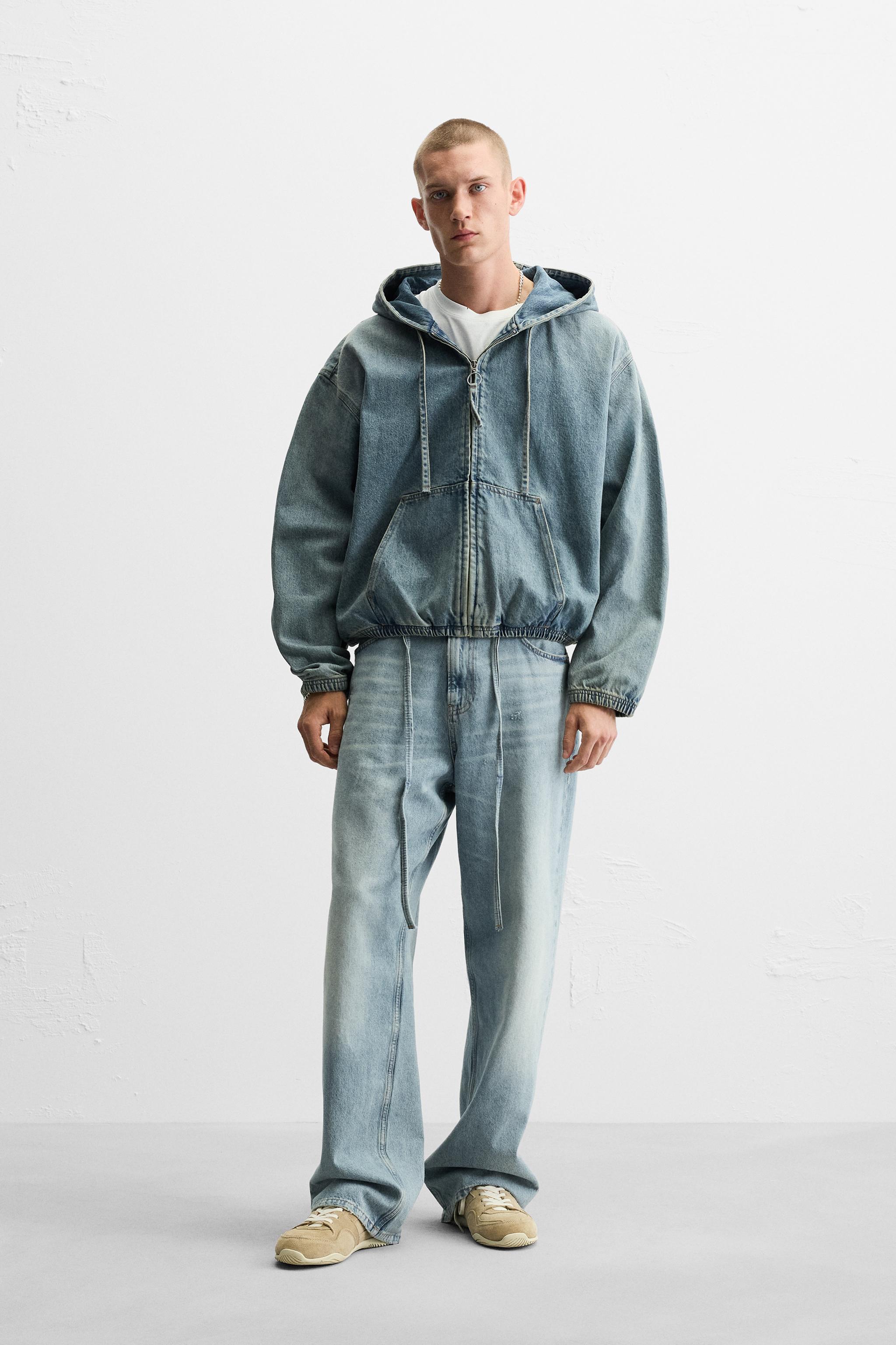 Blue denim hoodie hotsell