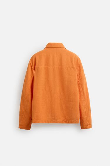 LINEN/COTTON OVERSHIRT - Orange by Zara - Image 7