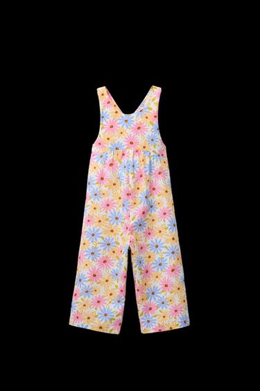 LANGER OVERALL MIT BLUMEN UND LEINEN - Bunt von Zara