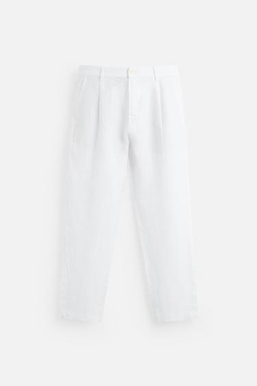 Zara LINEN PANTS IN 100% LINEN - White