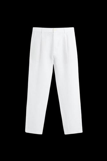 HOSE AUS 100 % LEINEN - Weiß von Zara