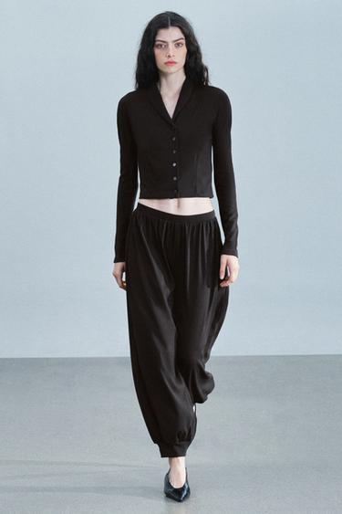 سروال منفوخ - شوكولاتة الخاص بـ Zara