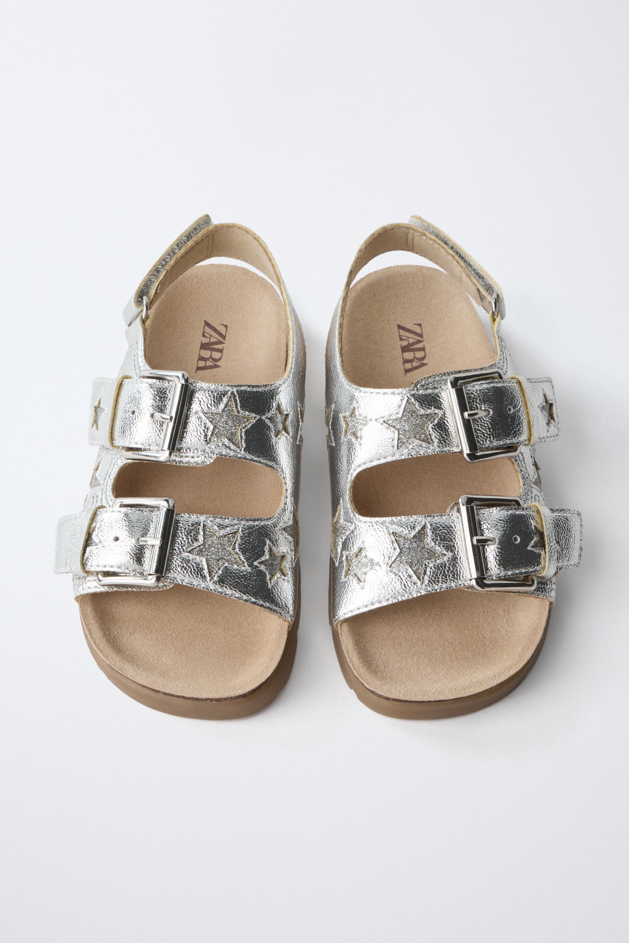METALLIC STAR SANDALS - Silver | ZARA United States