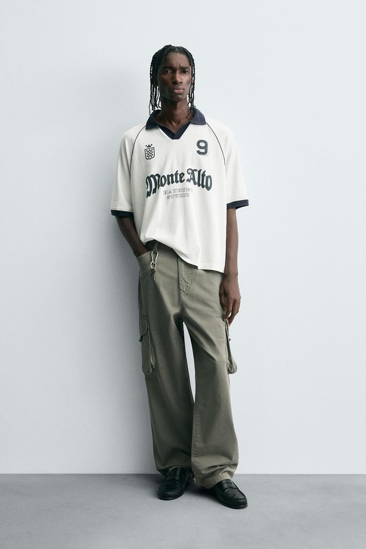 RETRO FOOTBALL PRINT POLO SHIRT White ZARA United States