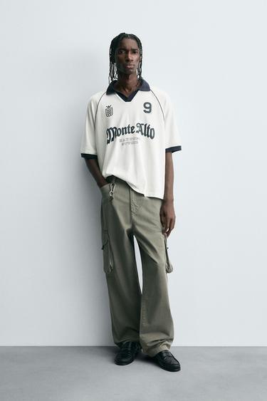 RETRO FOOTBALL PRINT POLO SHIRT - White by Zara
