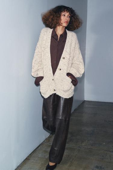 OVERSIZED TRICOT JASJE PINCHITA - Zand / Gemêleerd van Zara