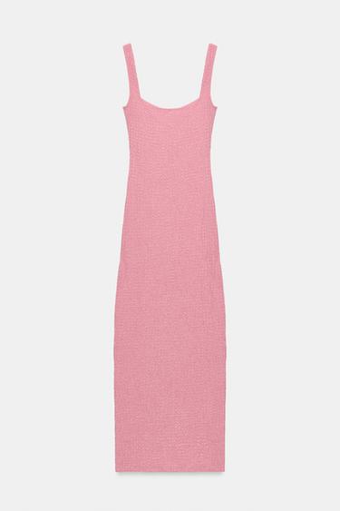 TEXTURED MIDI DRESS - Pale pink by Zara