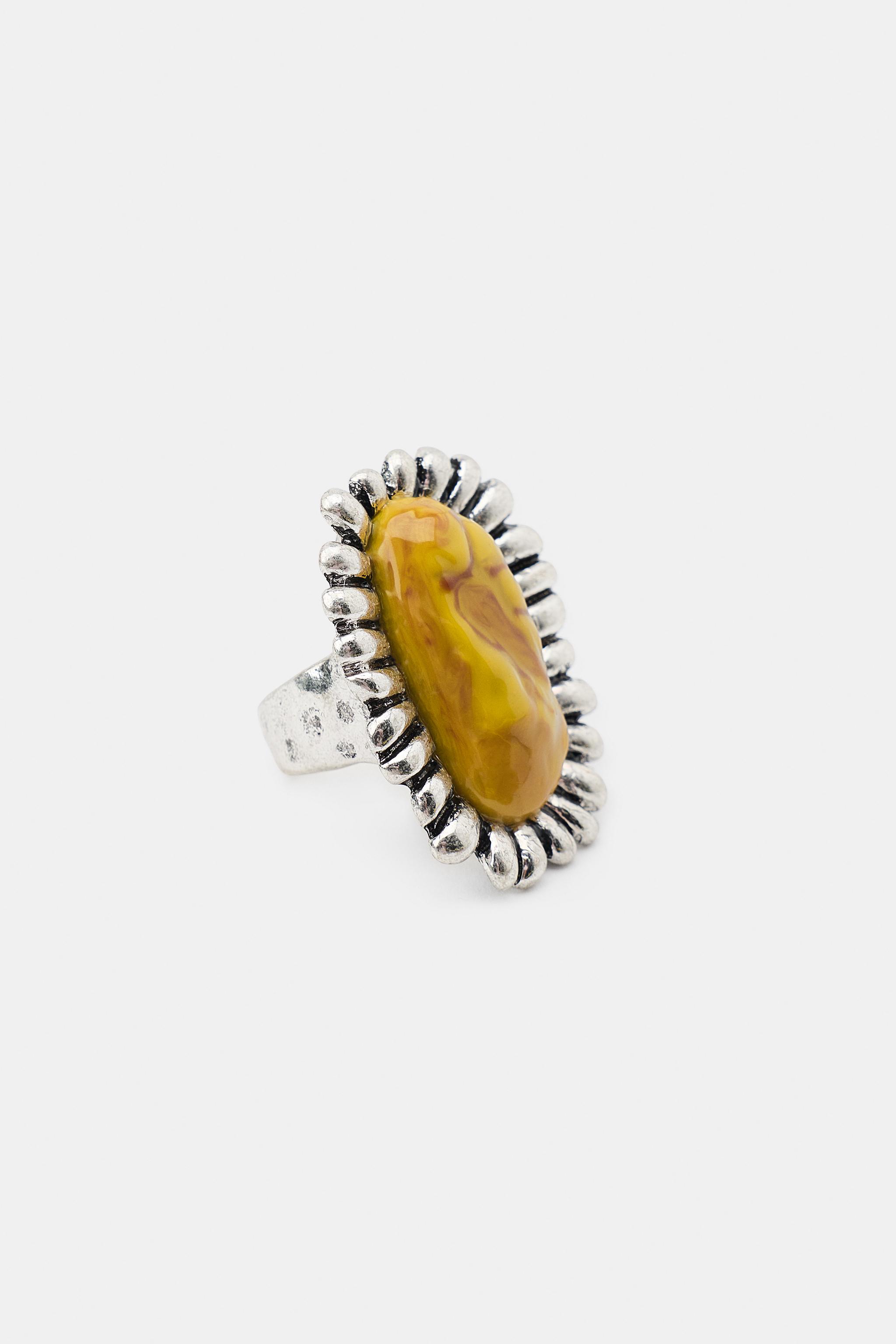 METAL RING WITH STONE — Silver (alternate view)