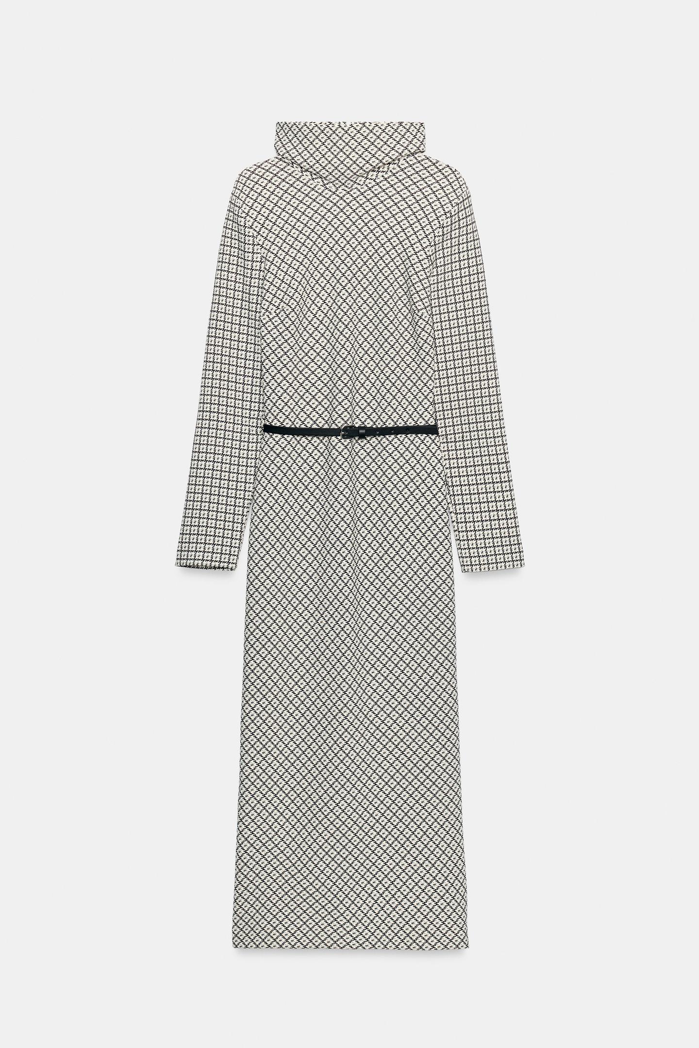 Женское платье Zara Printed Belted Maxi, цвет: Чёрный / Экрю — фото 8