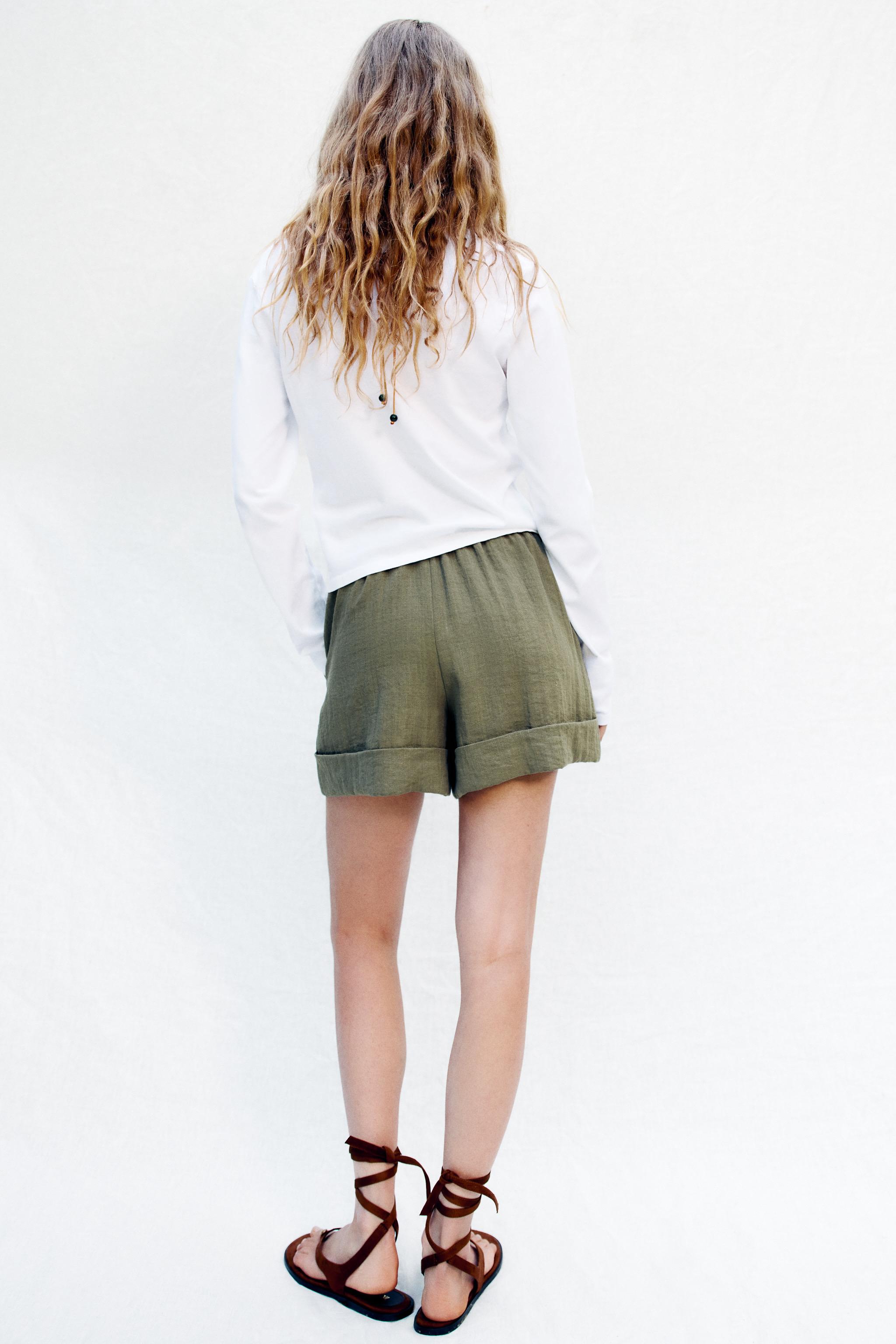 Женские шорты Zara CUFFED HEM SHORTS — фото 6